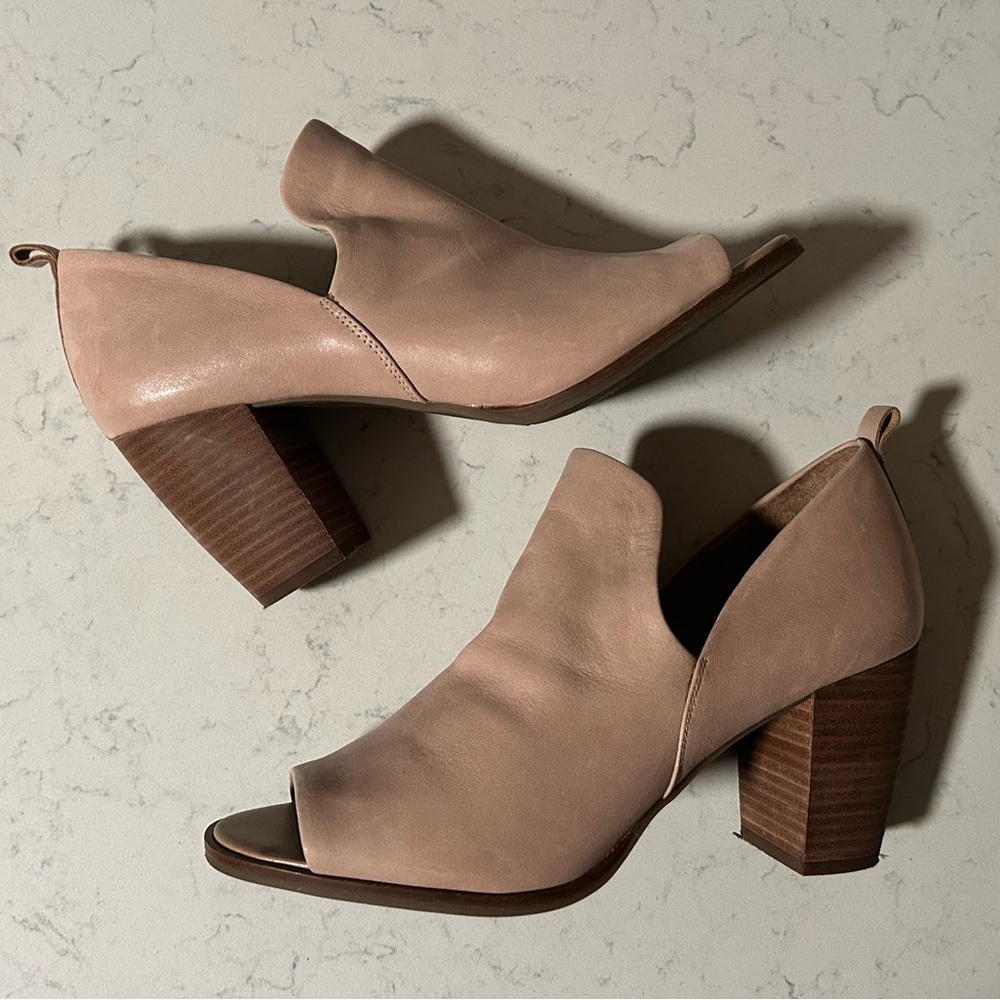 Lucky Brand Jachai Open Toe Ankle Boots Block Heel Leather Sandals Size 9/40 - Picture 7 of 15